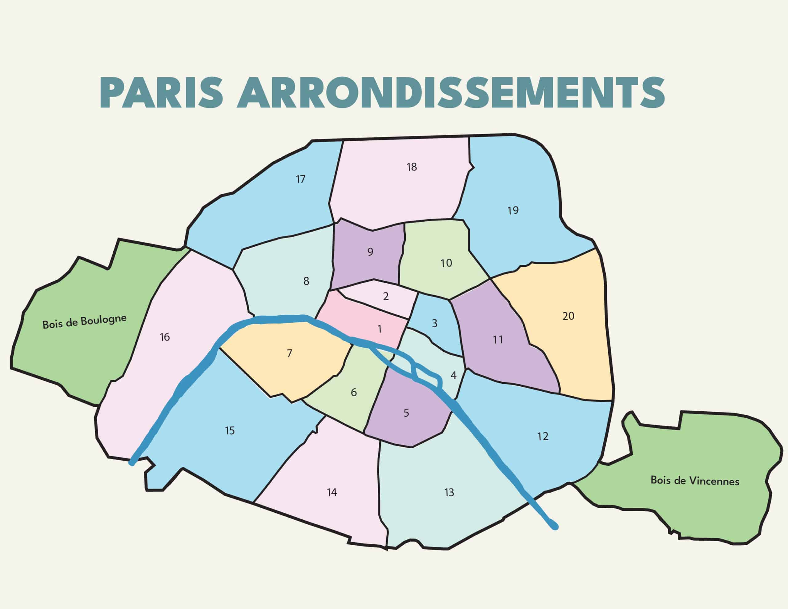 Map of Paris' arrondissements