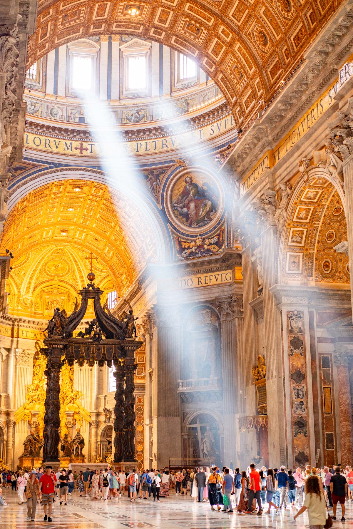 Vatican light beams inside Saint Peter's Basilica 